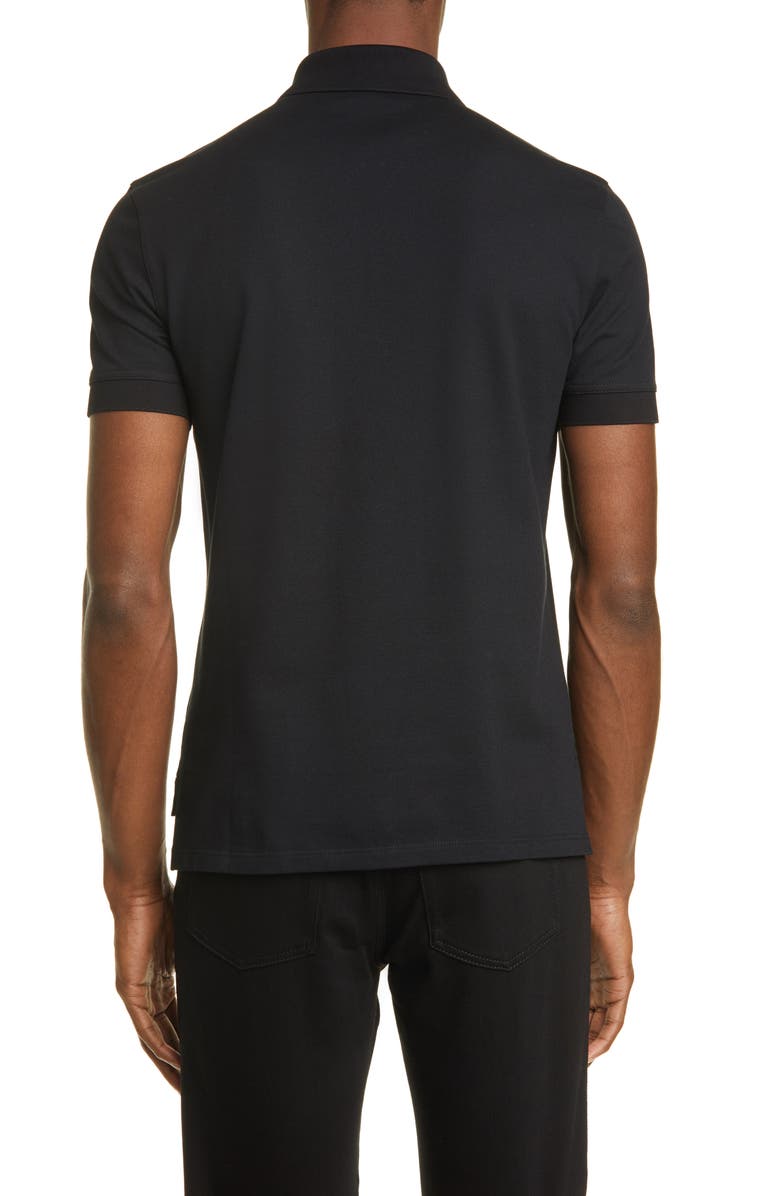 Givenchy Address Slim Fit Black Short Sleeve Zip Polo, Alternate, color, 