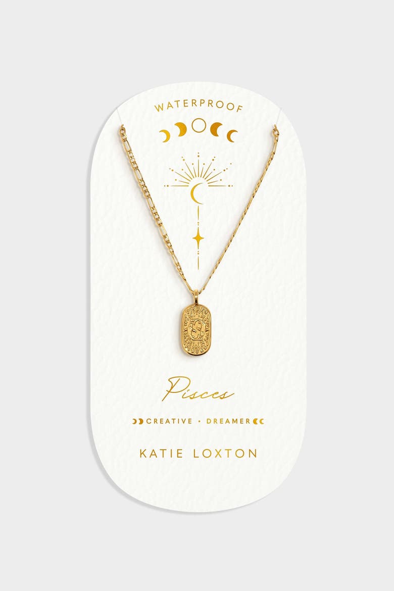 'Pisces' Waterproof Gold Zodiac Necklace, Main, color, GOLD