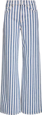 Veronica Beard Taylor Stripe Wide Leg Jeans