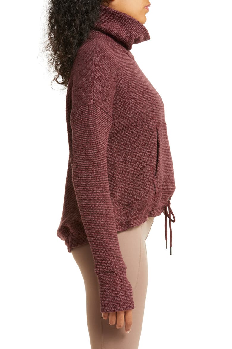 Bouclé Funnel Neck Sweatshirt, Alternate, color, UMBRA RED