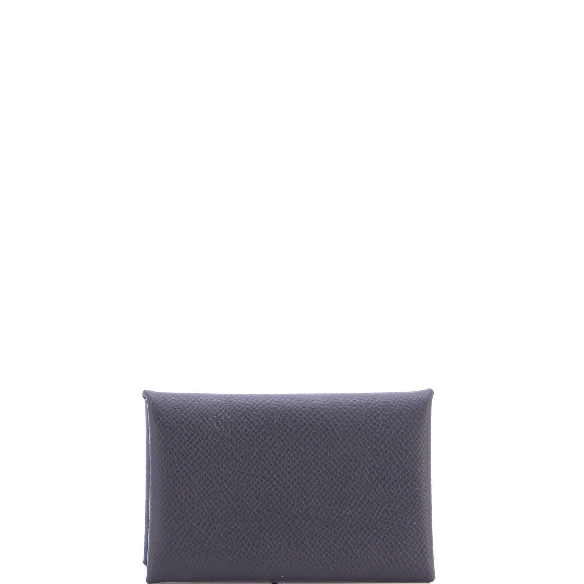 Pre-Owned Hermes Calvi Duo Card Holder Epsom, Alternate, color, Noir