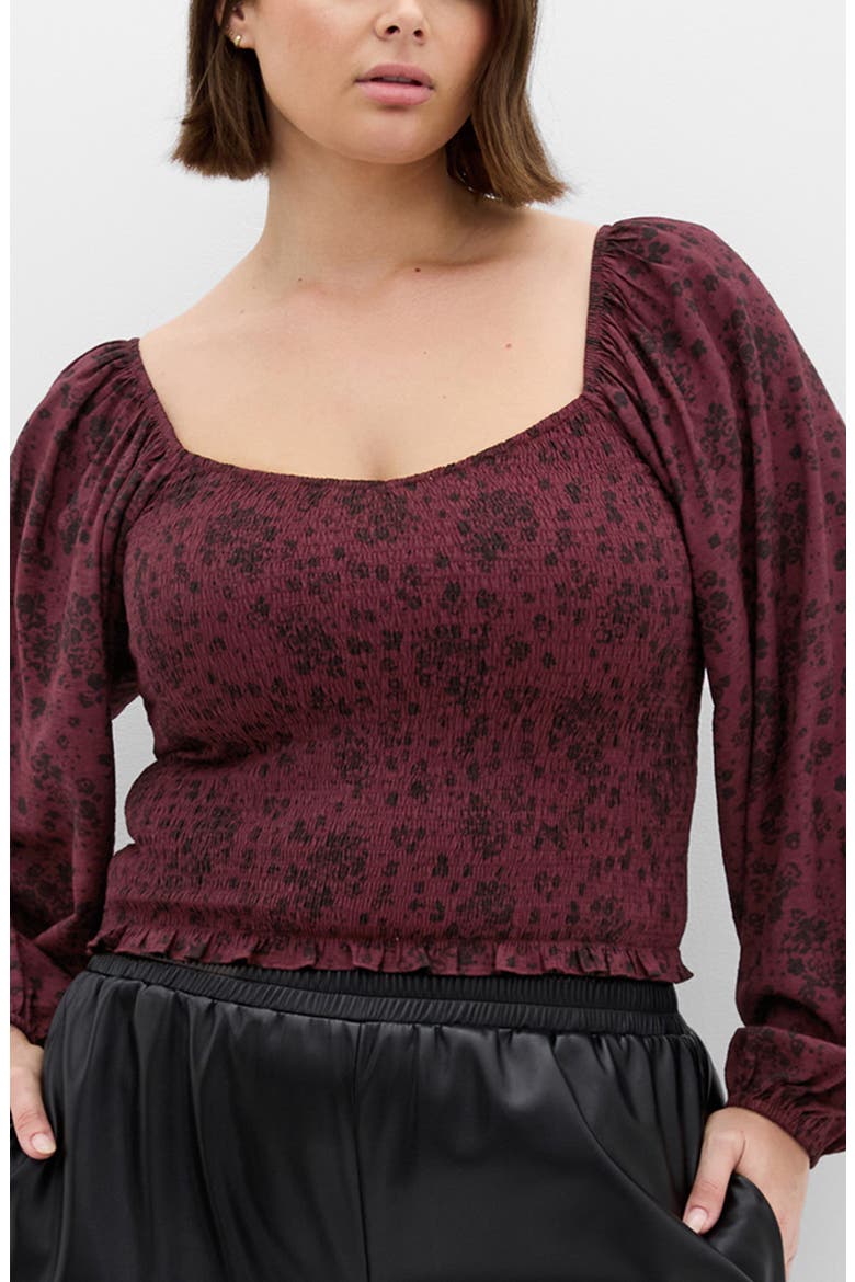 Abbie Floral Smocked Top, Main, color, CHERRY DITSY