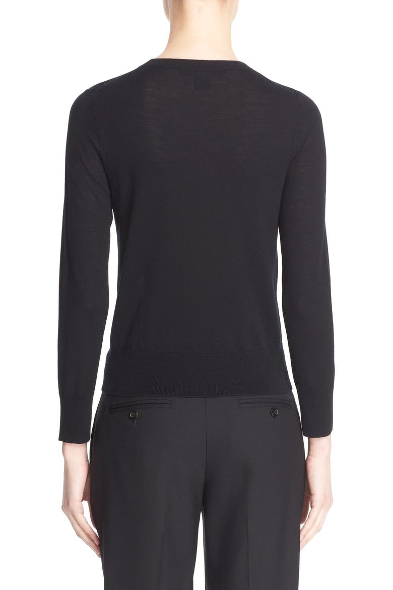 Embroidered Patch Wool Sweater, Alternate, color, BLACK