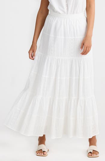 Tiered Cotton Maxi Skirt