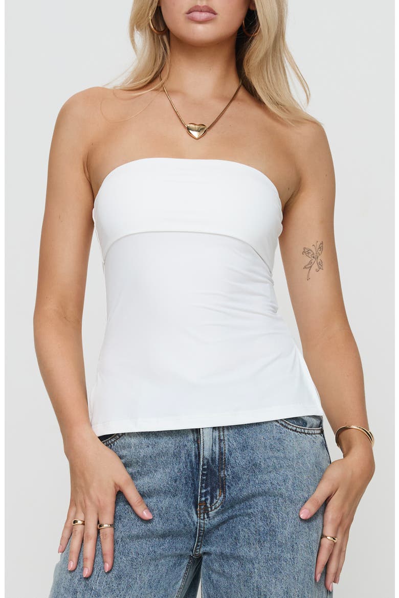 Strutter Strapless Top, Alternate, color, WHITE