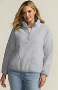 Lands' End Plus Size Print Half Zip Cozy High Pile Fleece Pullover