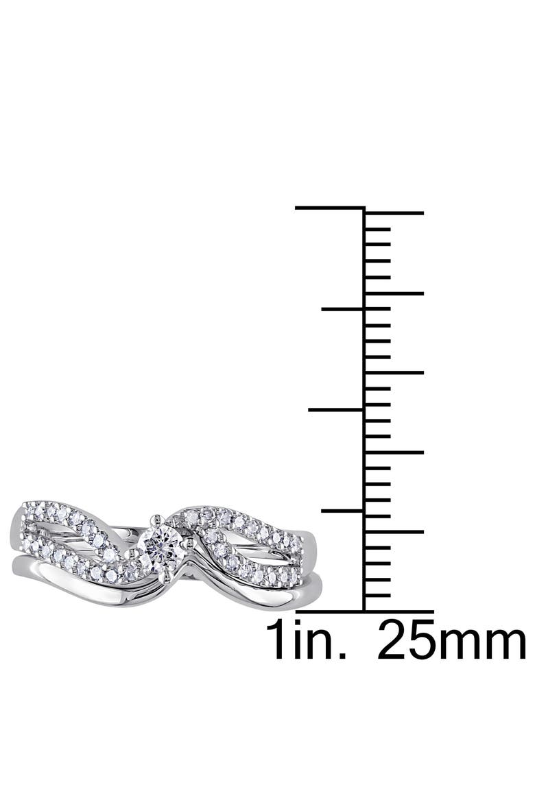 Diamond Bridal Ring Set Sterling Silver, Alternate, color, Sterling Silver