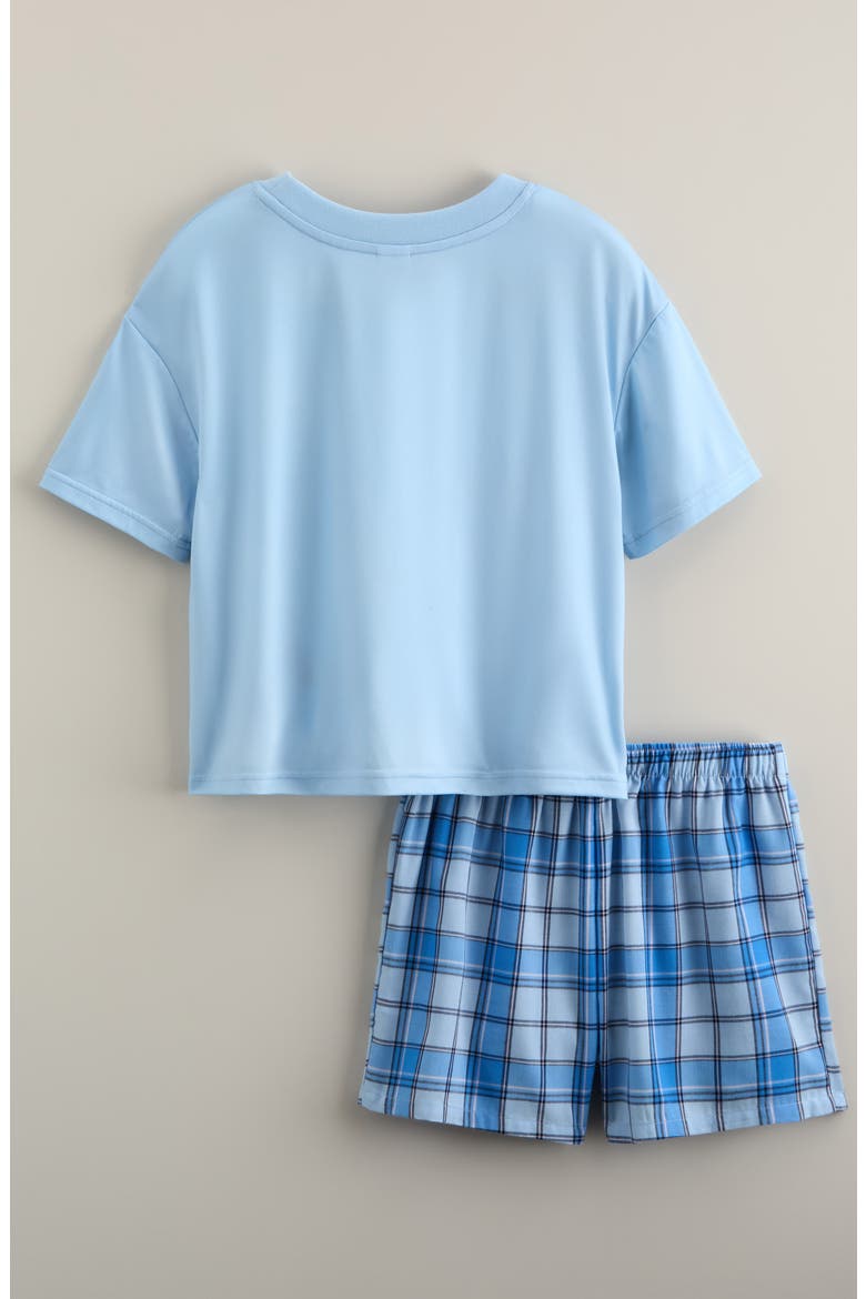 Kids' Short Sleeve T-Shirt & Boxer Set, Alternate, color, BLUE PLAID CHERRIES