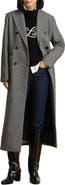 Lauren Ralph Lauren Herringbone Wool Blend Long Coat