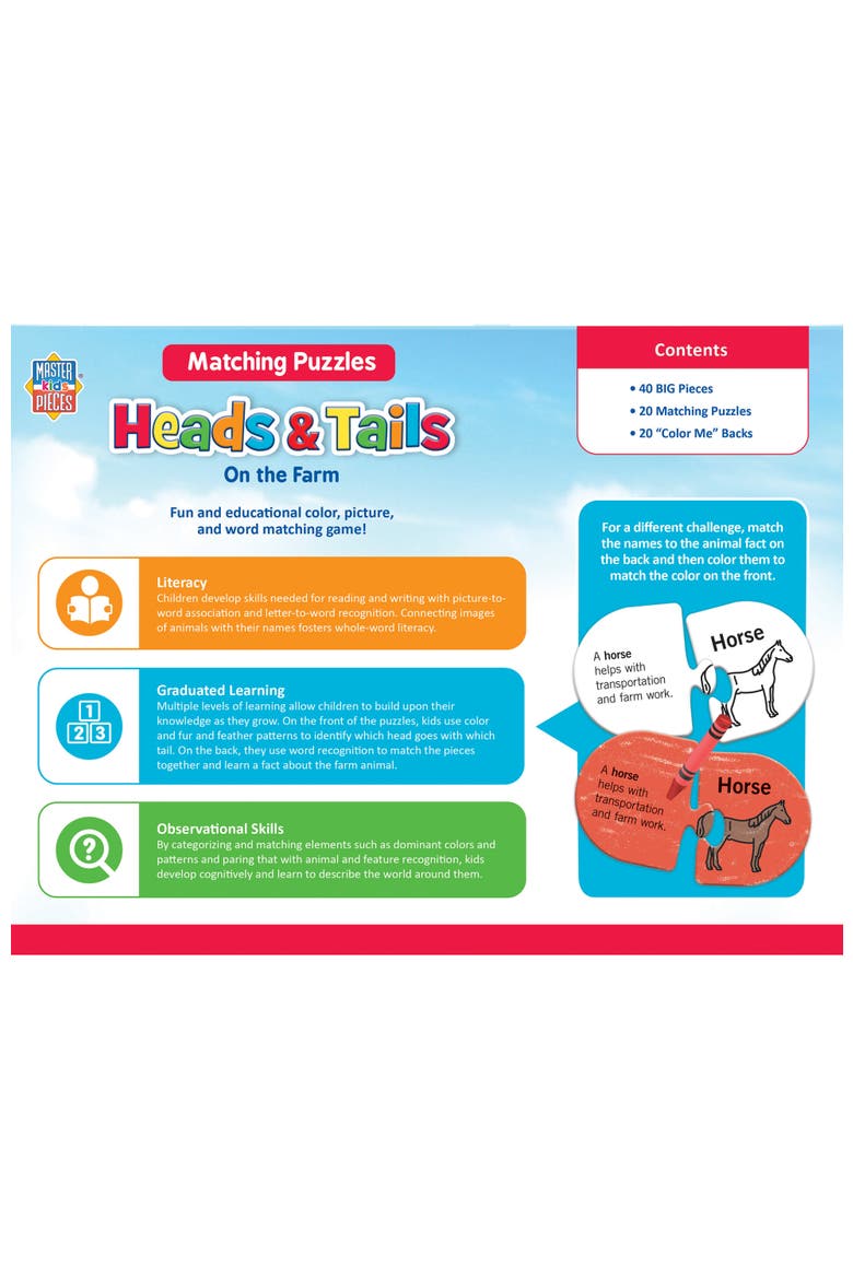 Heads & Tails Farm Matching Puzzles, Alternate, color, Multicolor