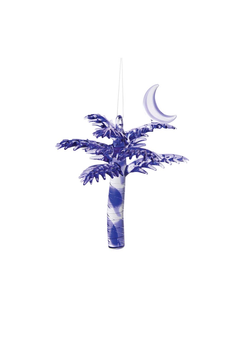 Palmetto Sabal Palm South Carolina Christmas Xmas Ornament, Main, color, Blue