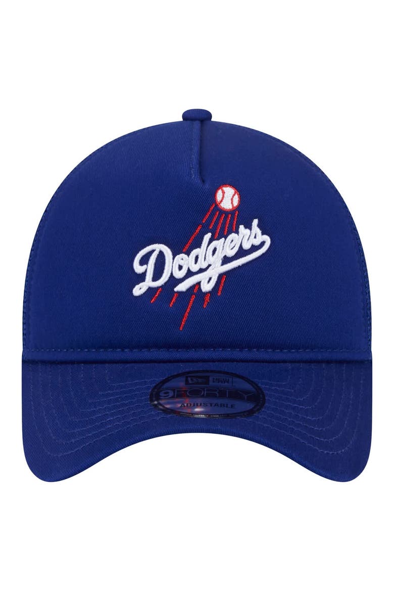 Men's New Era Royal Los Angeles Dodgers 9FORTY A-Frame Trucker Adjustable Hat, Alternate, color, Royal