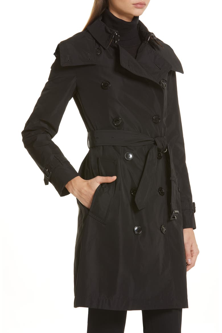 Kensington Trench Coat with Detachable Hood, Alternate, color, BLACK