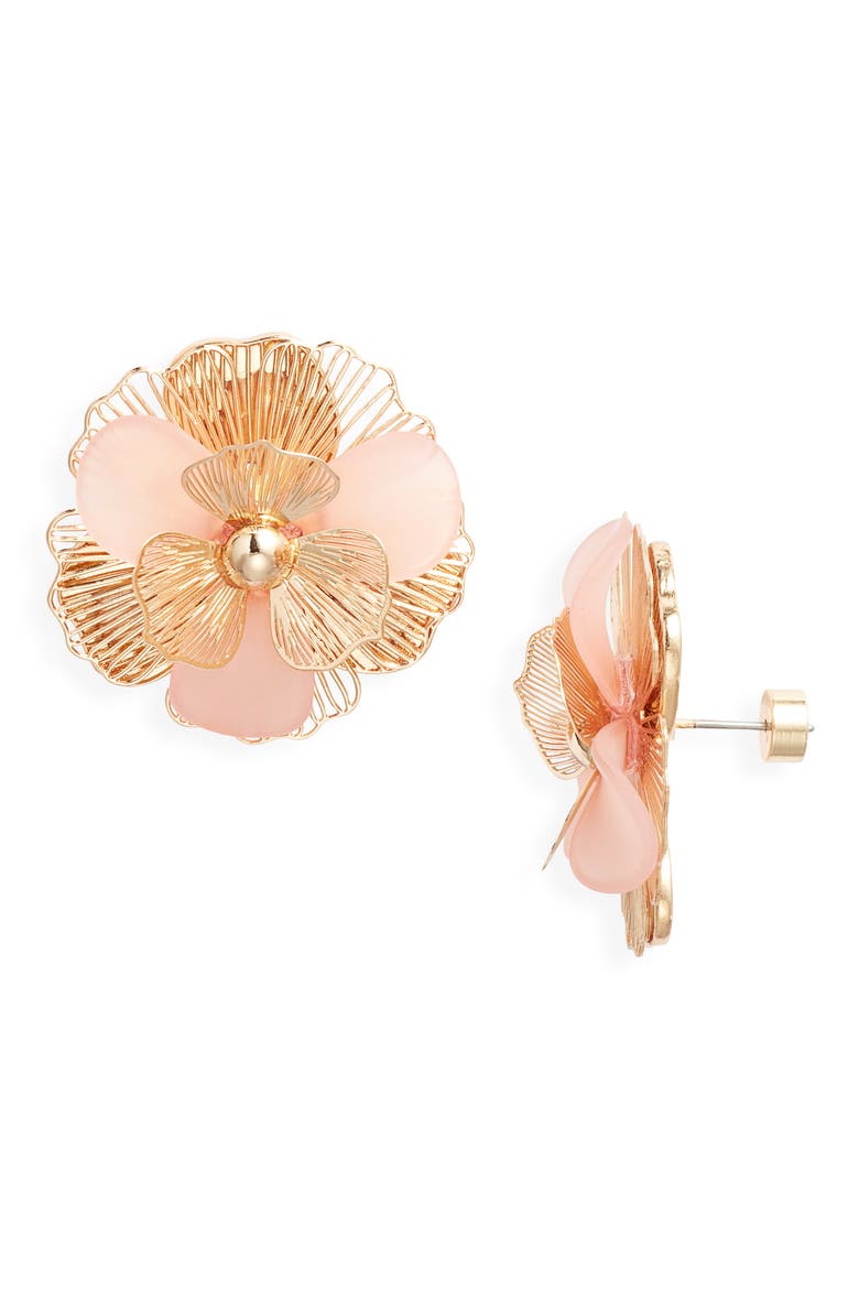 Mixed Petal Floral Earrings, Main, color, BLUSH- GOLD