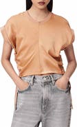 AllSaints Mira Cinched Side Satin T-Shirt