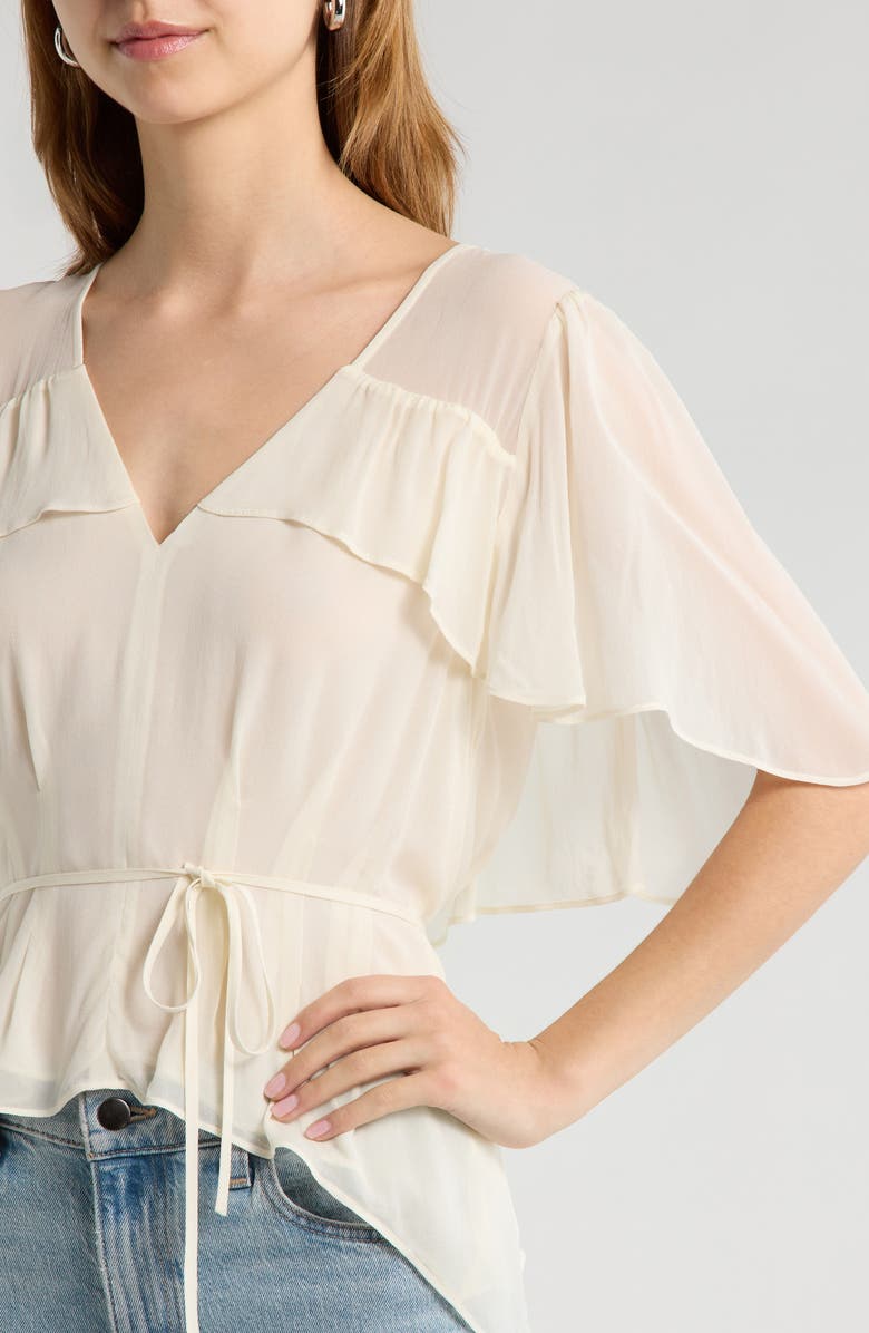 PAIGE Willa Cape Shoulders Top, Alternate, color, Antique White