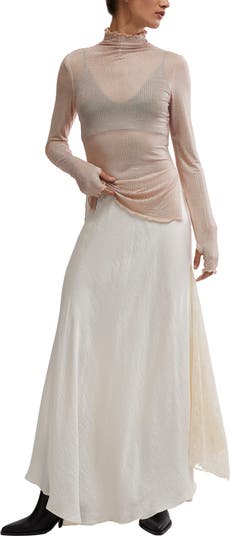 Dance All Night Crystal Embellished Sheer Long Sleeve Top