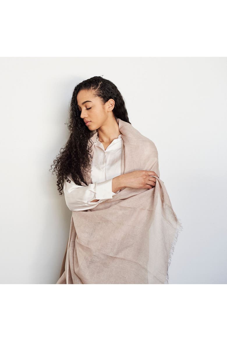 Hand Woven Linen Scarf, Alternate, color, Oat