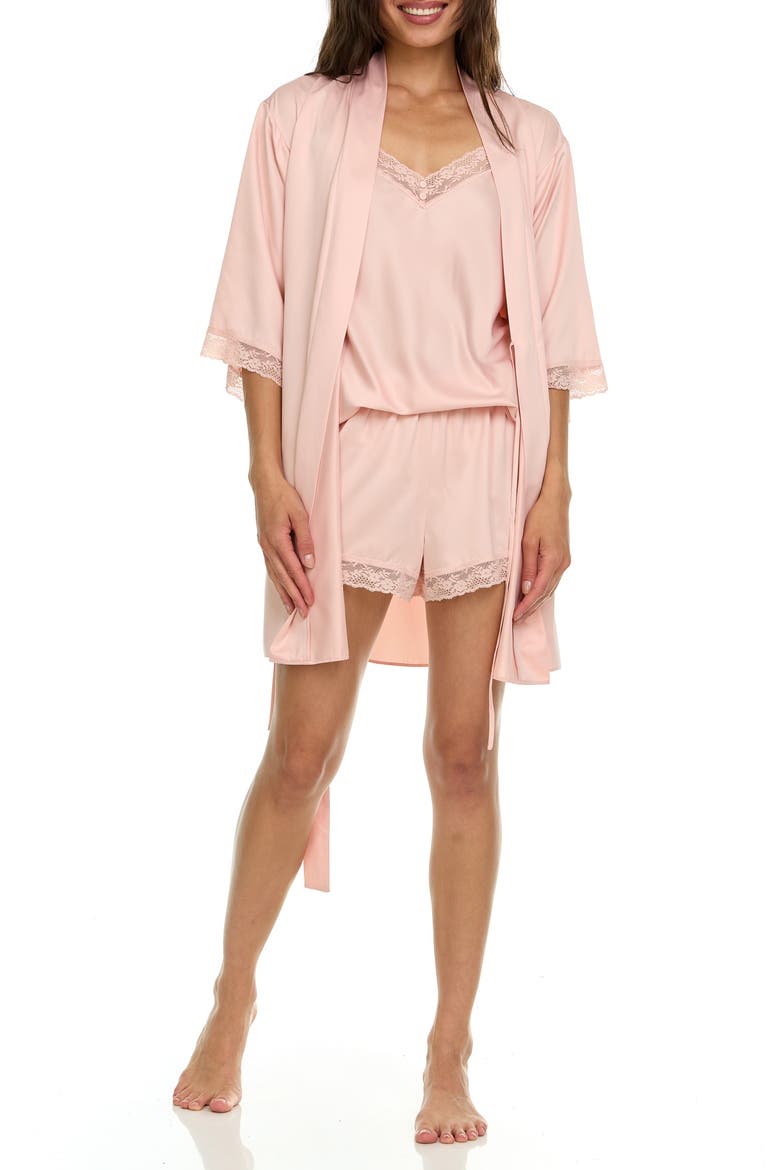 Sonia Satin Charmeuse 3-Piece Pajama Set, Alternate, color, PINK