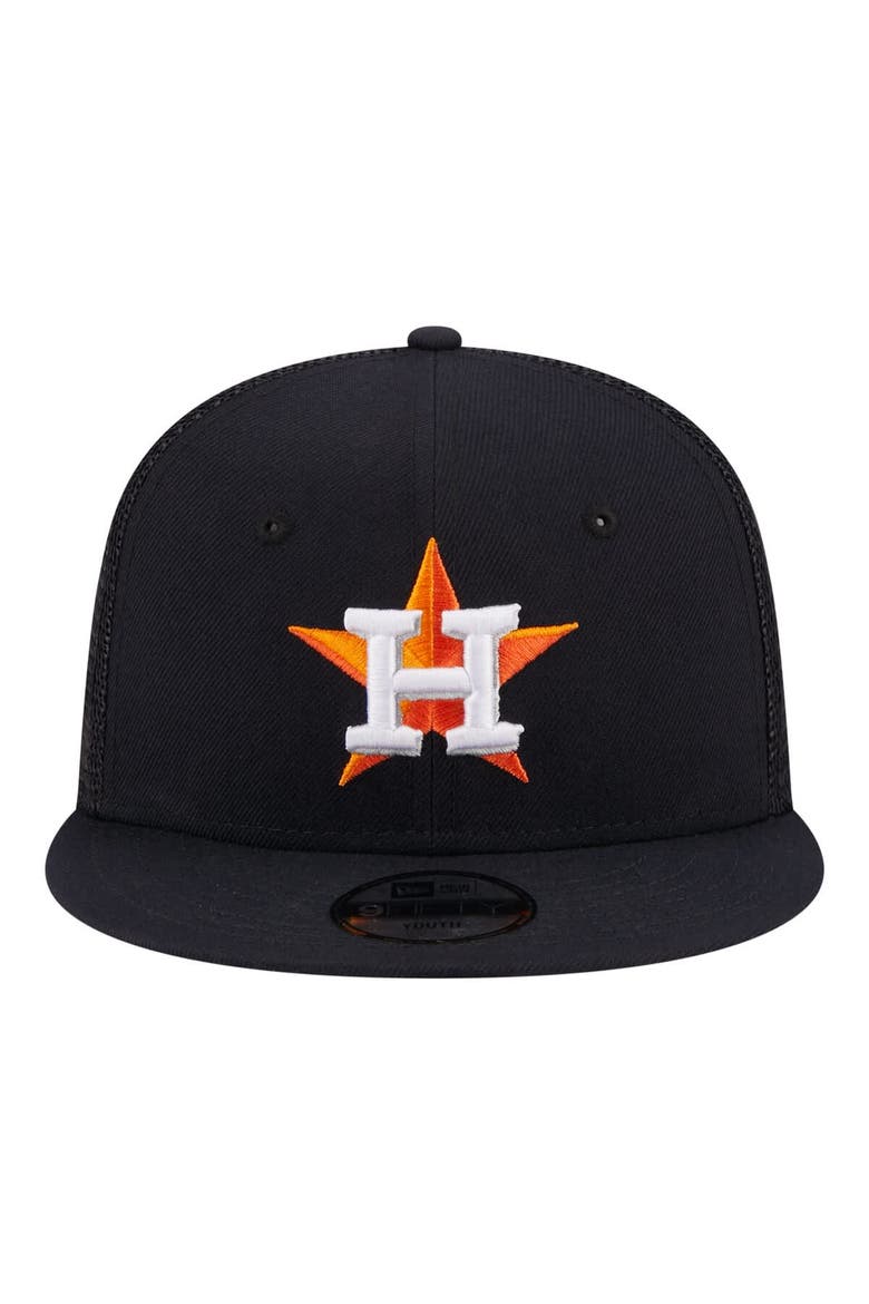 Youth New Era  Navy Houston Astros 9FIFTY Trucker Snapback Hat, Alternate, color, Navy