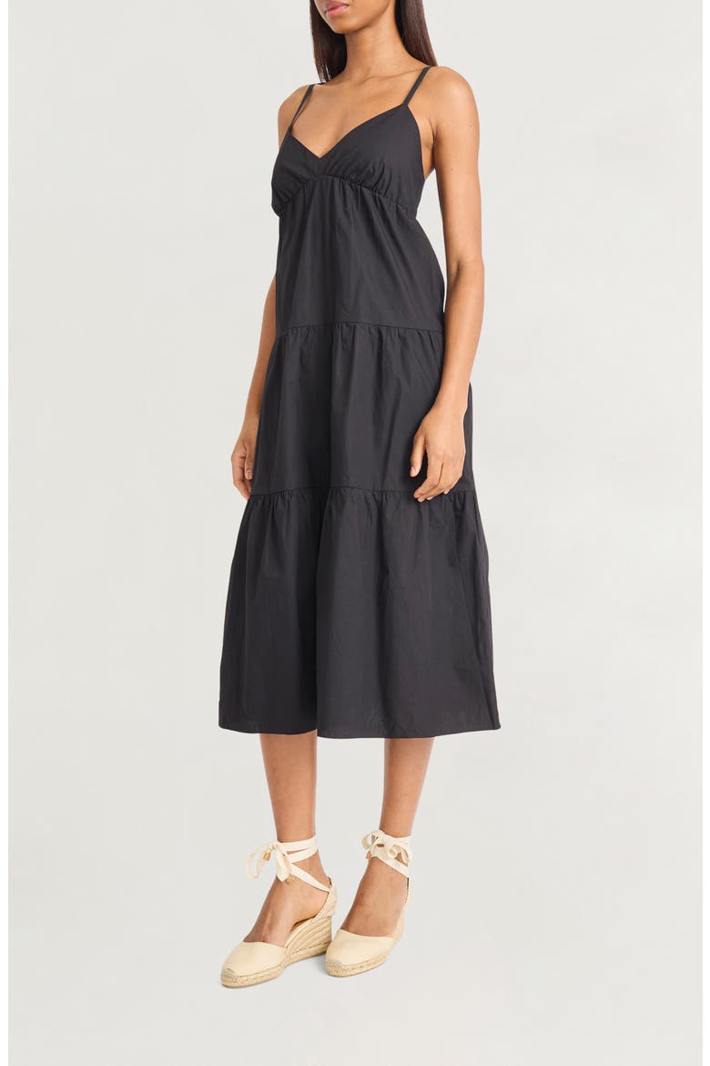 Tiered Midi Dress, Alternate, color, BLACK