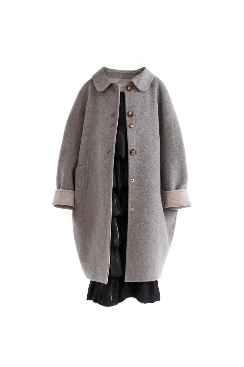 Wool Coat with Peter Pan Collar, Alternate, color, Grey
