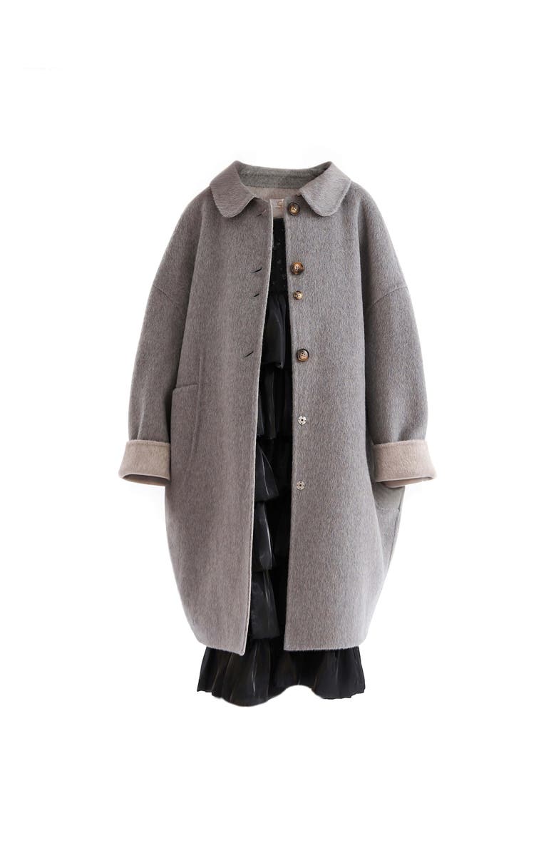 Tulleen Wool Coat with Peter Pan Collar, Alternate, color, Grey
