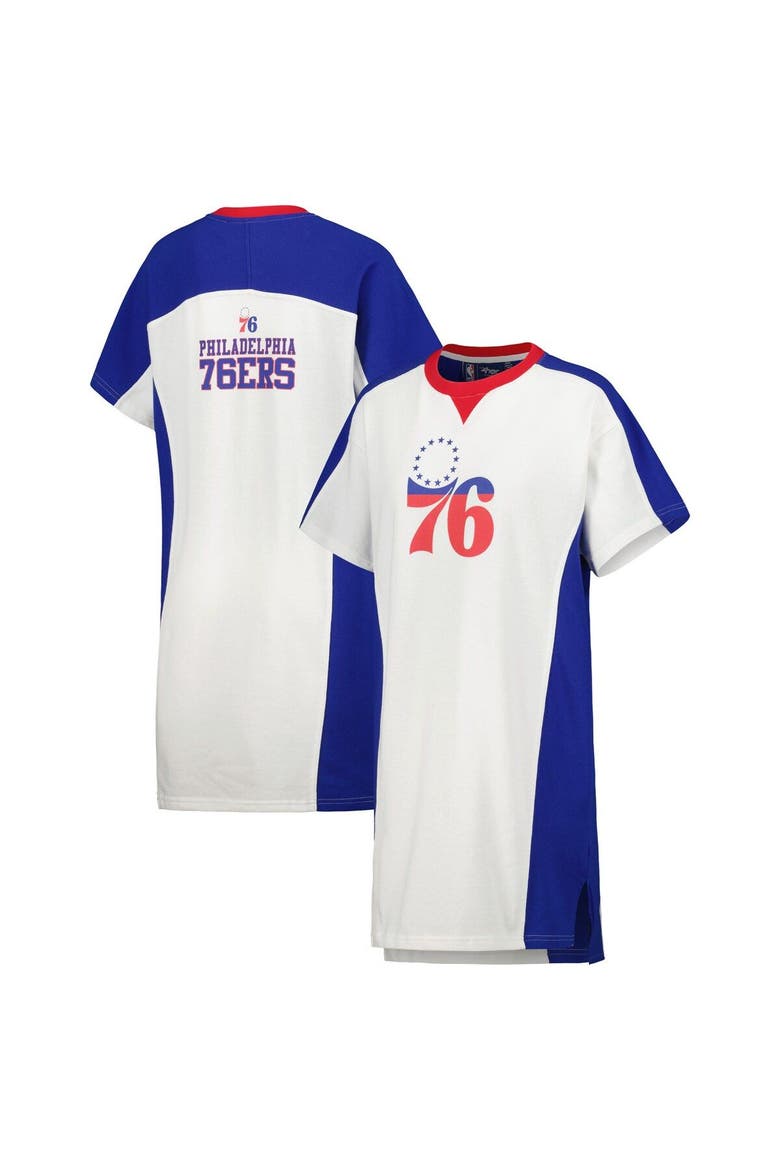 Women's G-III 4Her by Carl Banks White Philadelphia 76ers Free Throw T-Shirt Dress, Main, color, White