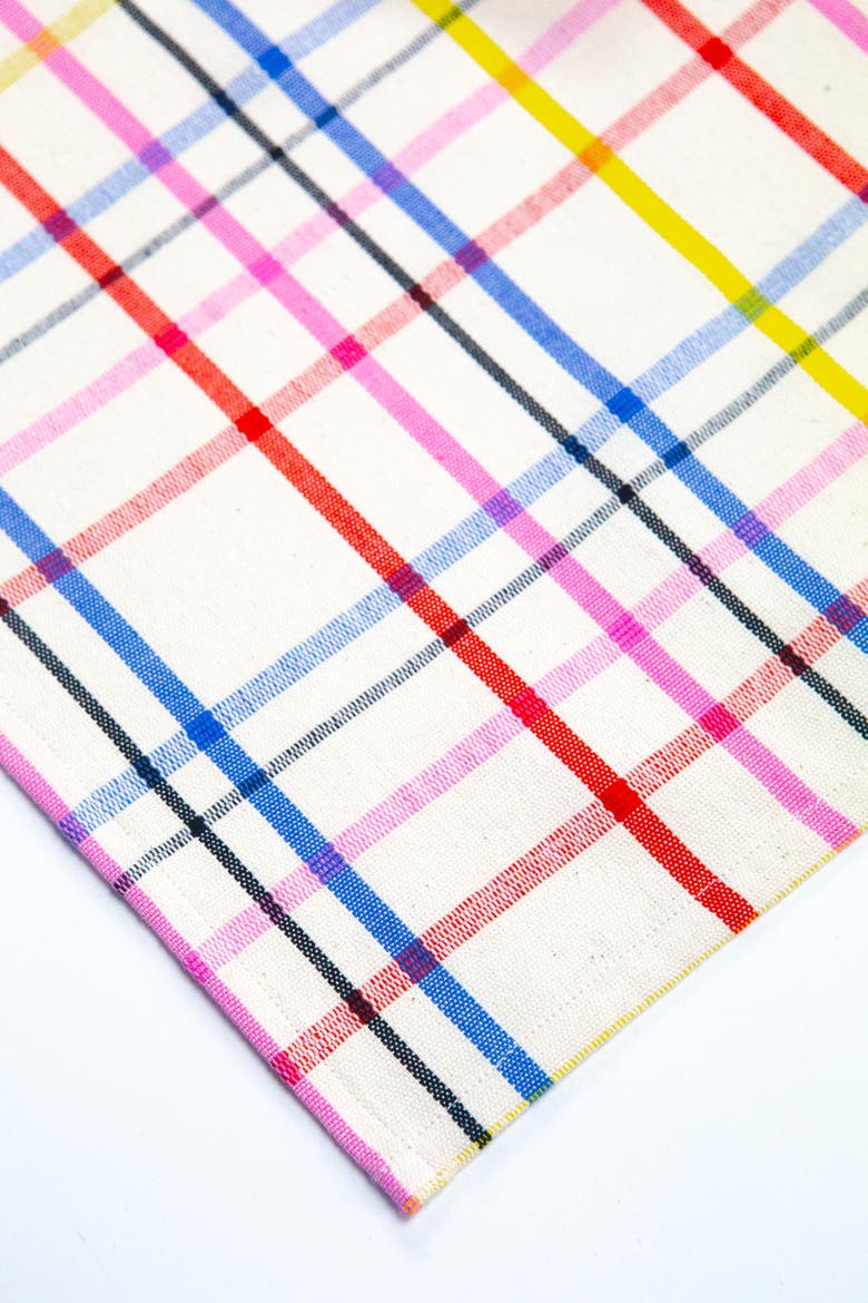 Vera Plaid Handwoven Cotton Table Runner, Alternate, color, White