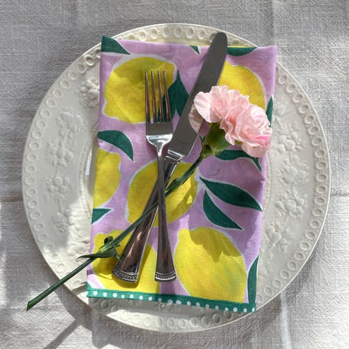 Supra Endura Lemon Print Organic Napkins In Multi