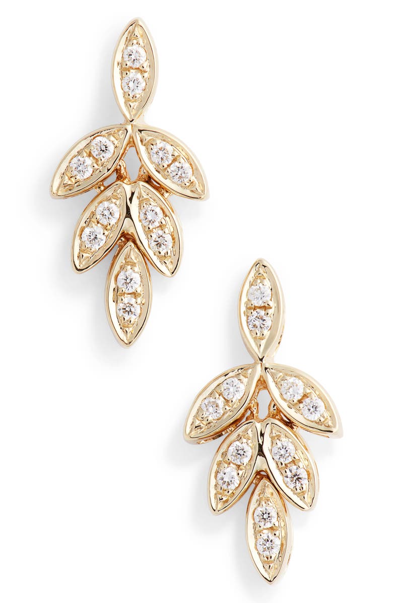 Dana Rebecca Designs Dana Rebecca Lori Paige Diamond Leaf Stud Earrings, Main, color,