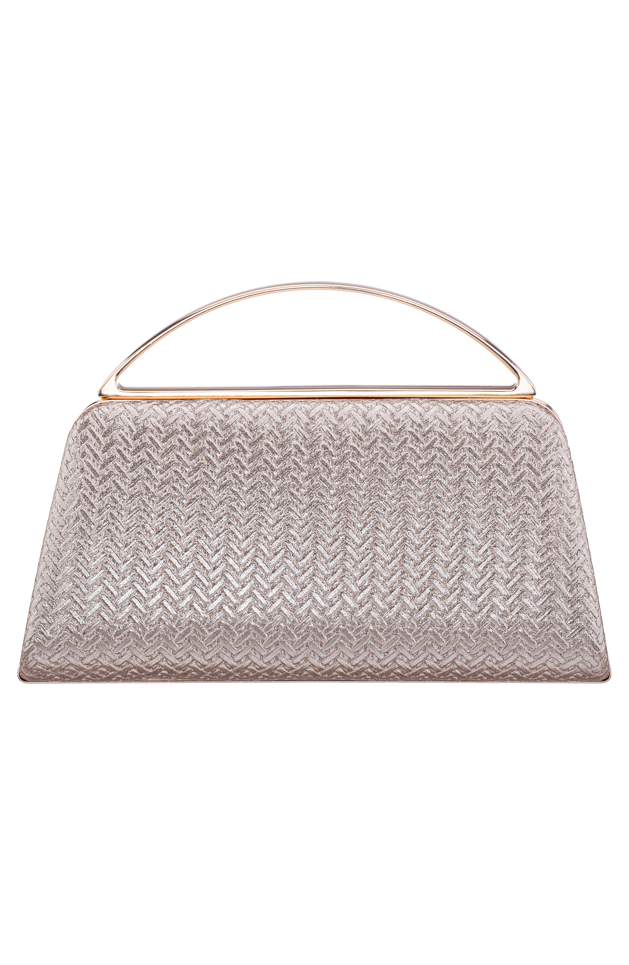 Genesis Woven Faux Leather Clutch, Alternate, color, LIGHT GOLD