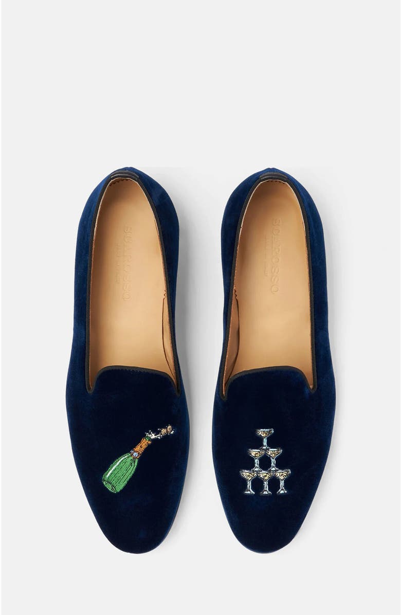 SCAROSSO Jay Slippers, Alternate, color, Blue - Velvet