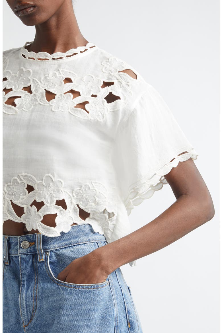 Relda Crop Eyelet Top, Alternate, color, WHITE
