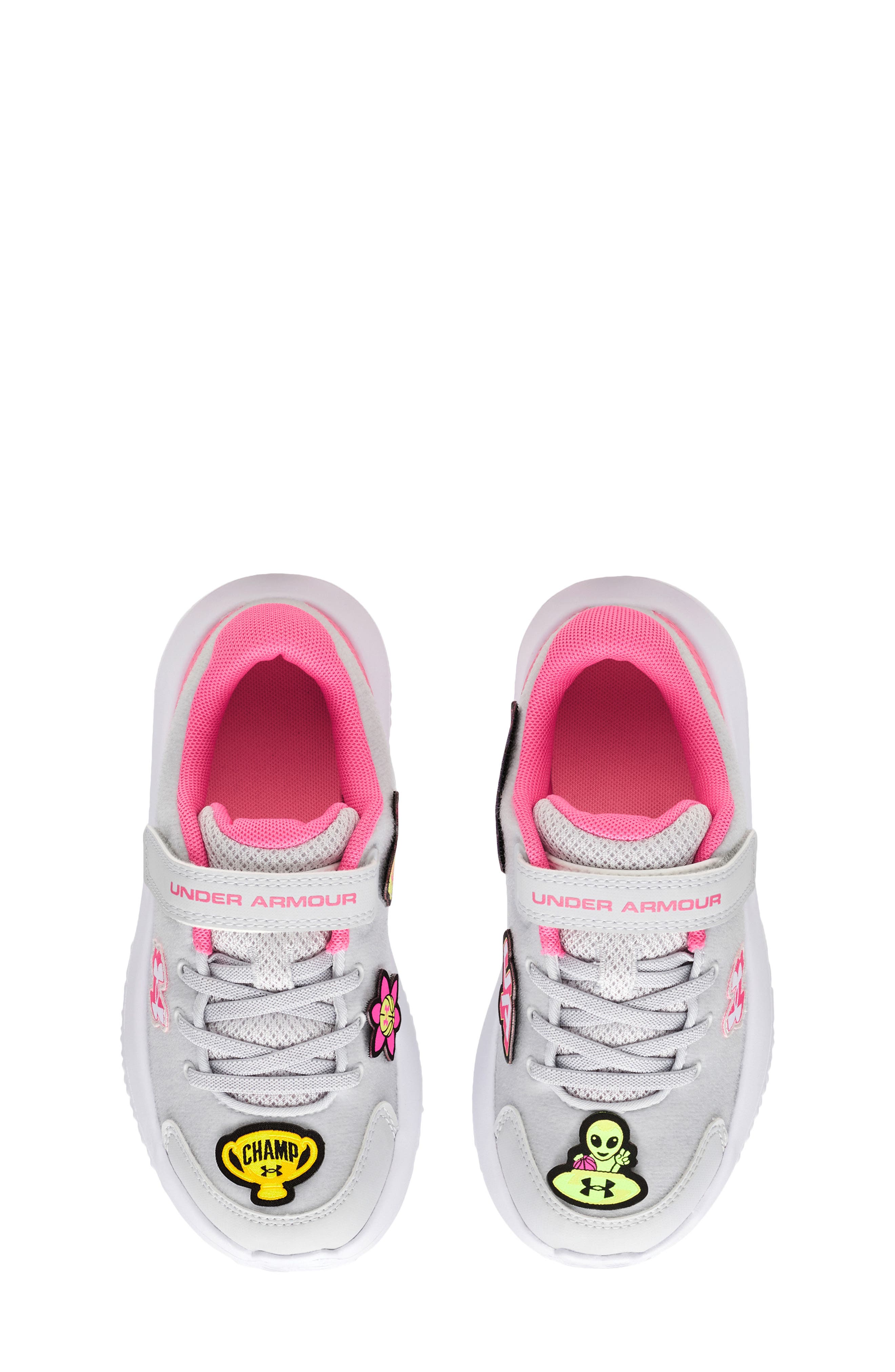 Under Armour Kids' Surge 4 Patches Running Shoe, Alternate, color, Halo Gray