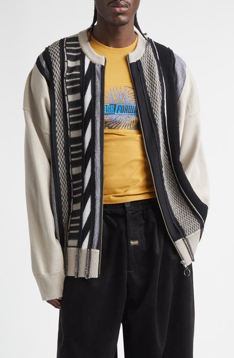 Multi Stripe Wool Zip Cardigan