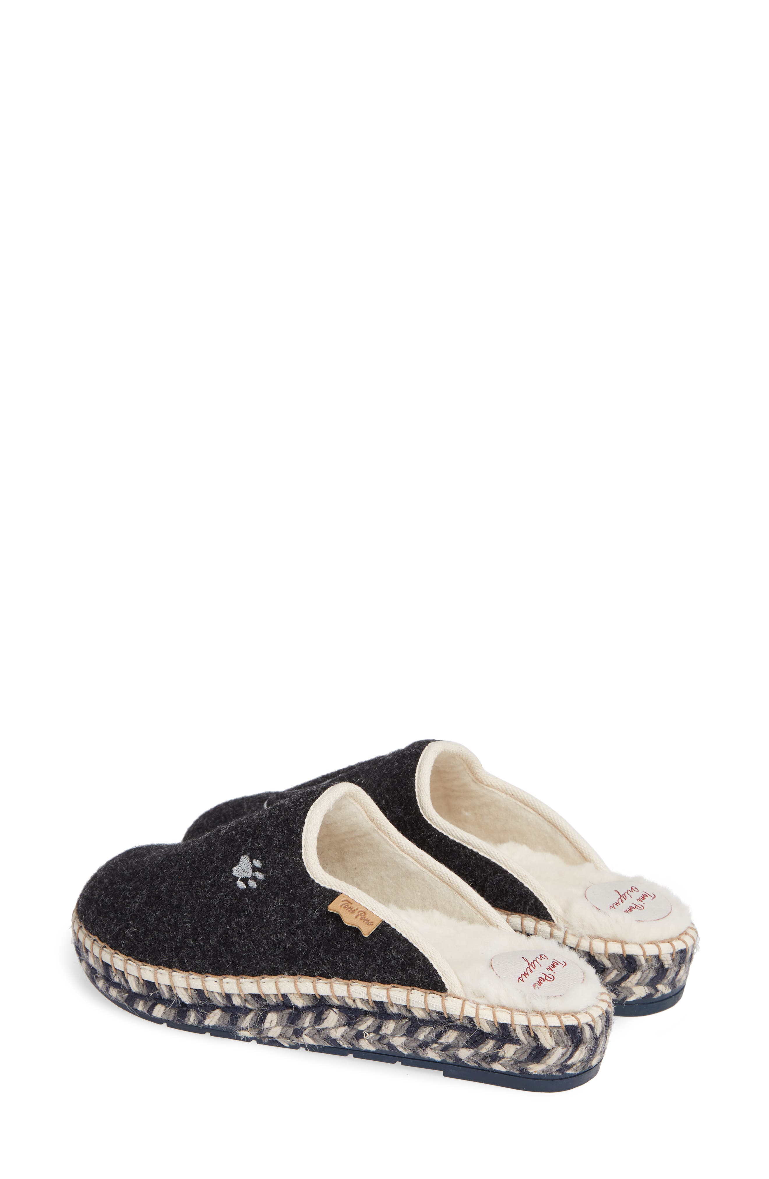 Mysen Faux Fur Lined Espadrille Slipper, Alternate, color, BLACK CAT FABRIC