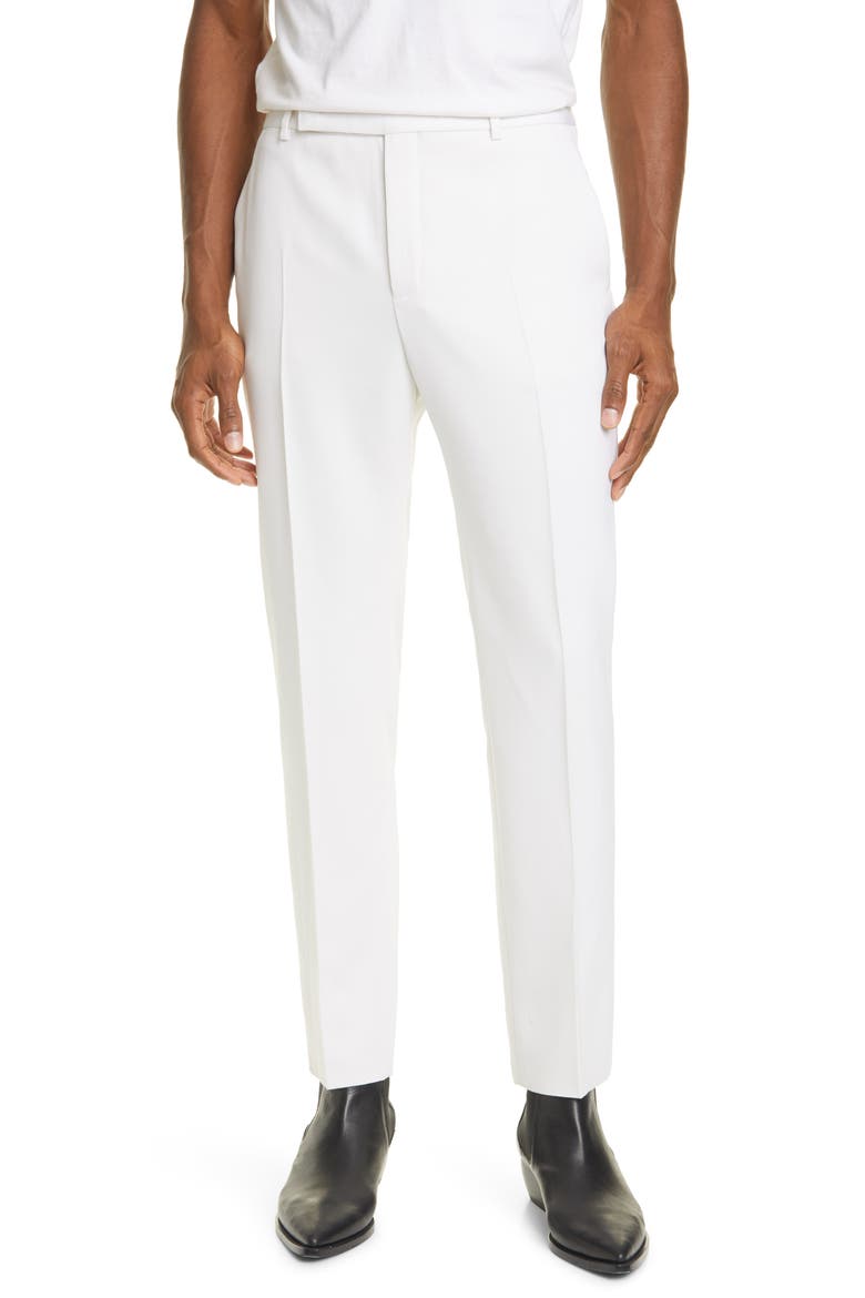 White Wool Straight Leg Pants, Main, color, IVORY