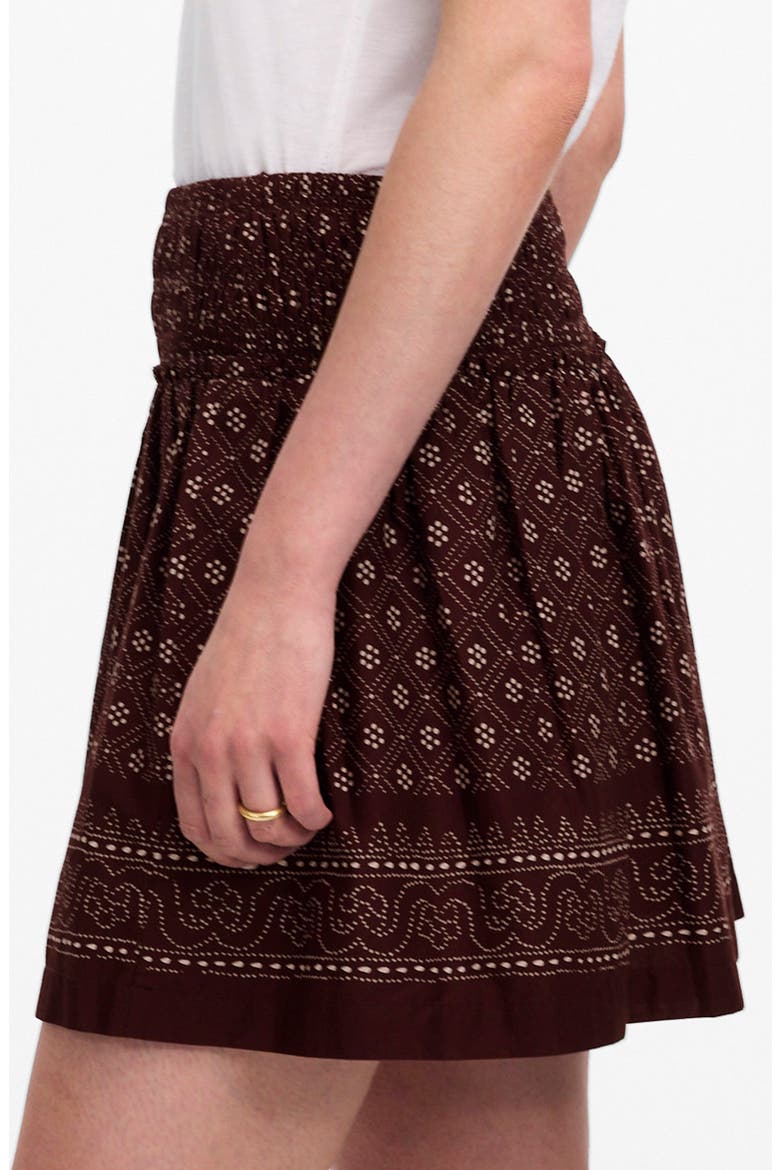 Paisley Ruffle Cotton Voile Miniskirt, Alternate, color, DUSTY PLUM