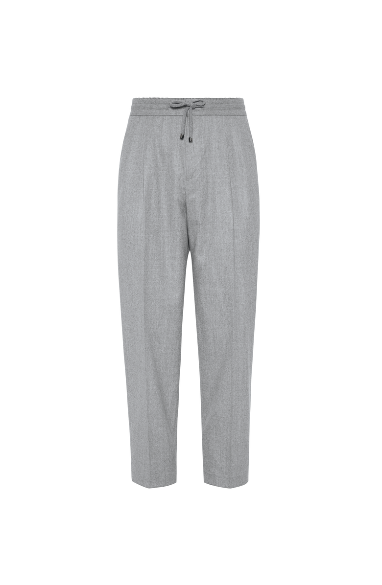 Brunello Cucinelli Virgin wool flannel trousers, Main, color, Pearl Grey