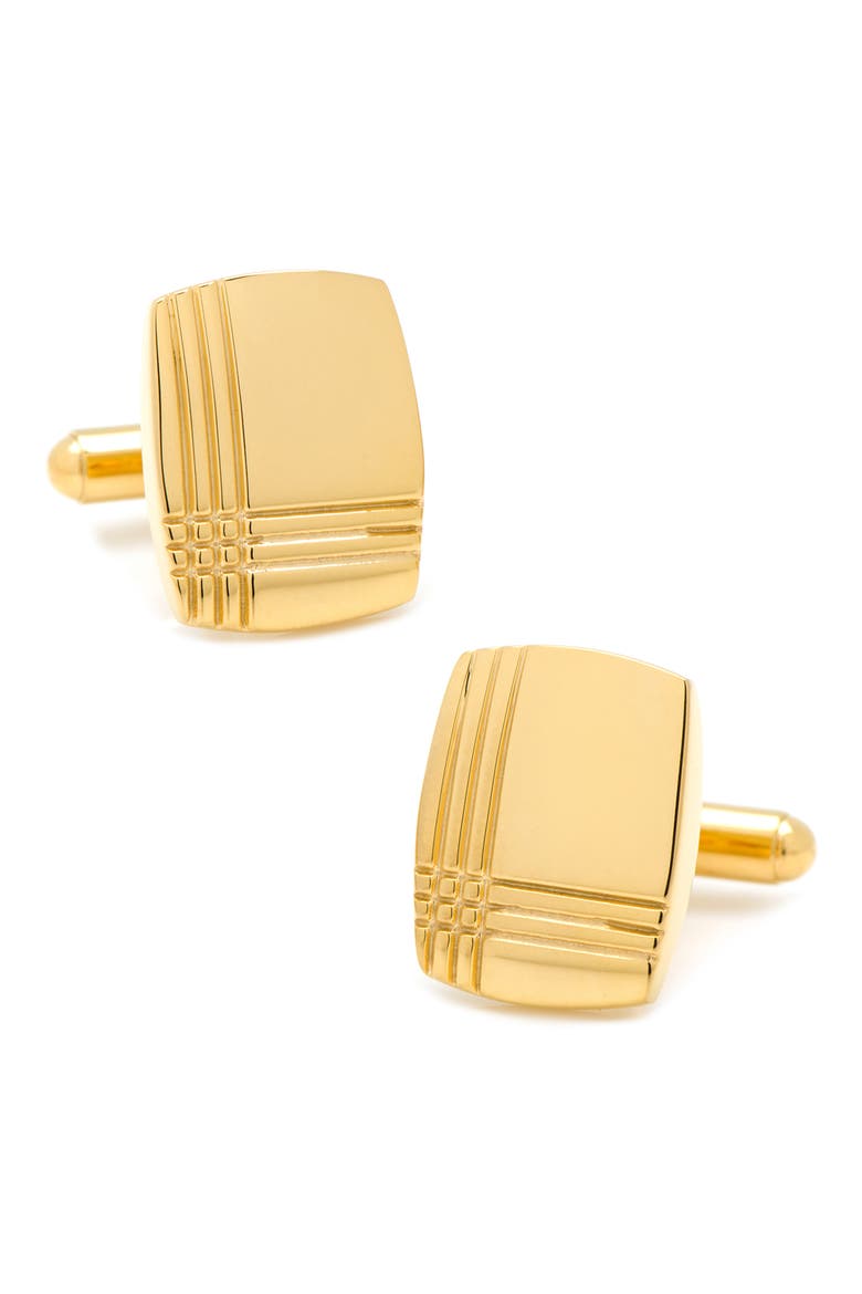 Tartan Embossed Cuff Links & Shirt Studs Set, Alternate, color, GOLD