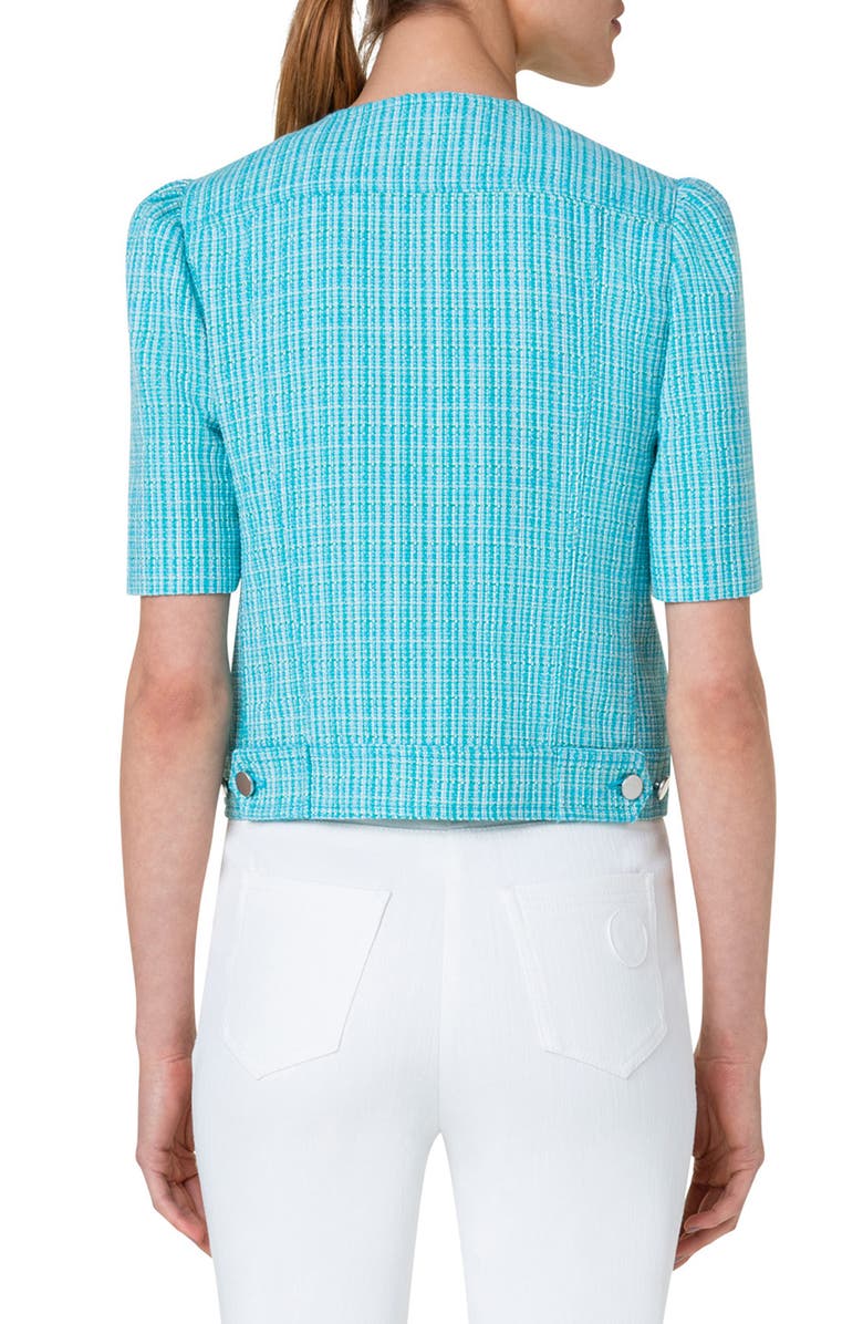 Akris punto Short Sleeve Cotton & Linen Tweed Jacket, Alternate, color, 