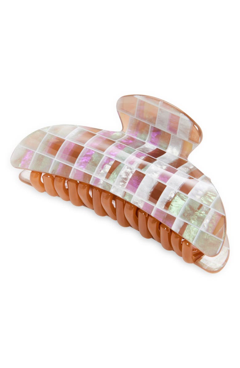 MACHETE Midi Heirloom Claw Clip, Main, color, Brown Shell Checker