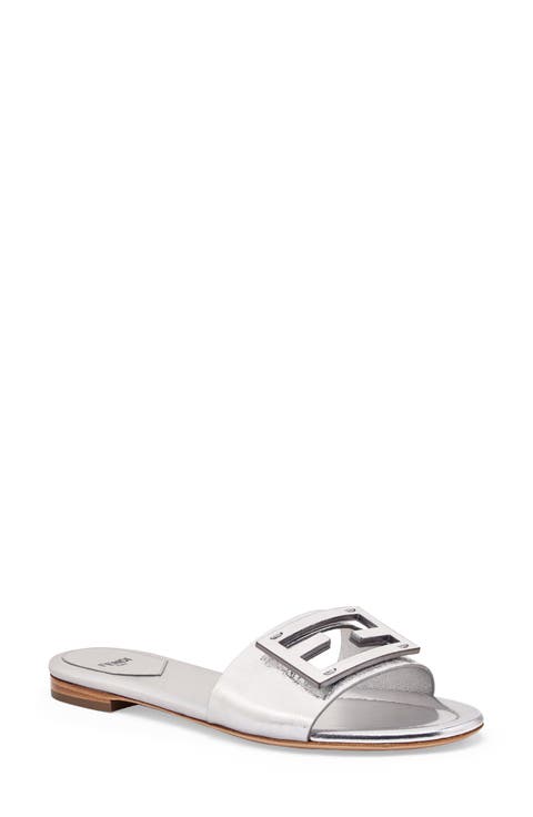Baguette Metallic Slide Sandal (Women)