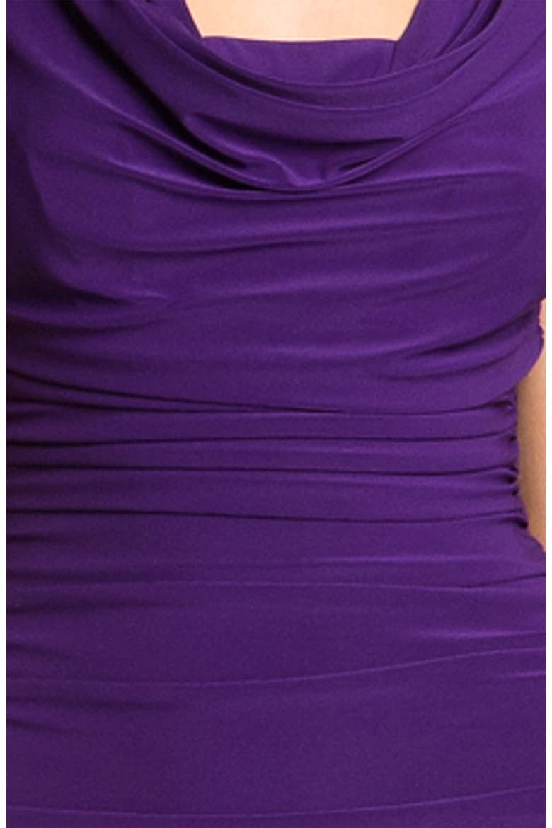 Ruched Cowl Neck Jersey Gown, Alternate, color, IRIS