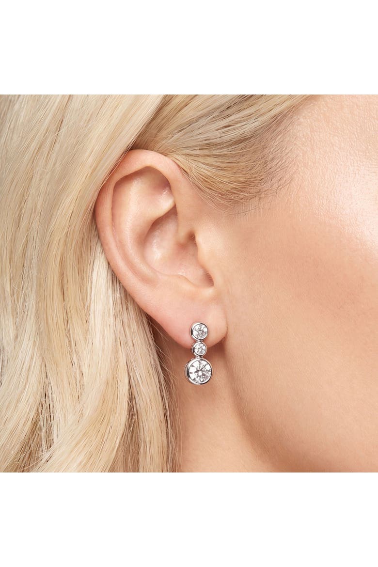 CZ Triple Bezel Drop Earrings, Alternate, color, Sterling Silver