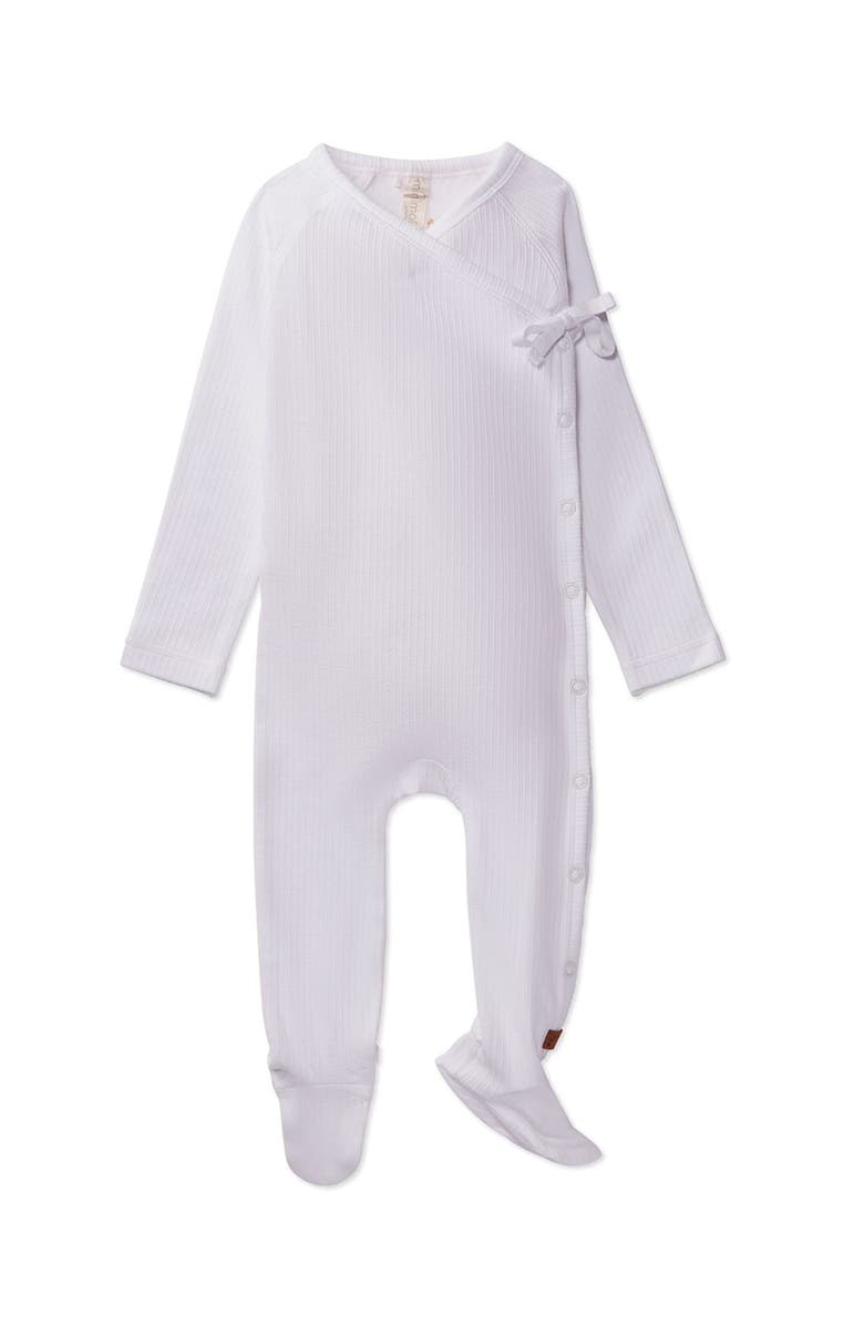 MiniMoi Solid Ribbed Cross Over Tie Footie, Main, color, White