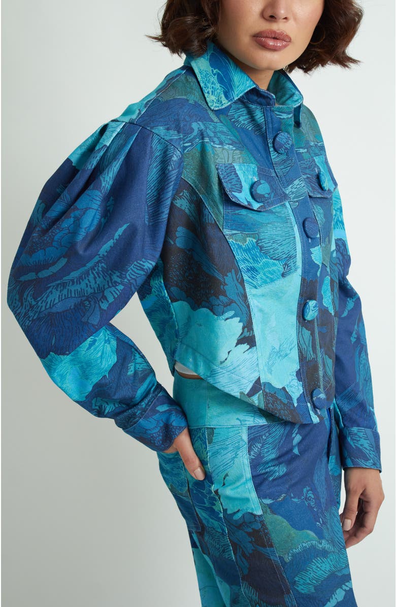 Florencia Davalos Bliss Jacket, Alternate, color, Floral Camo In Shades Of Blue