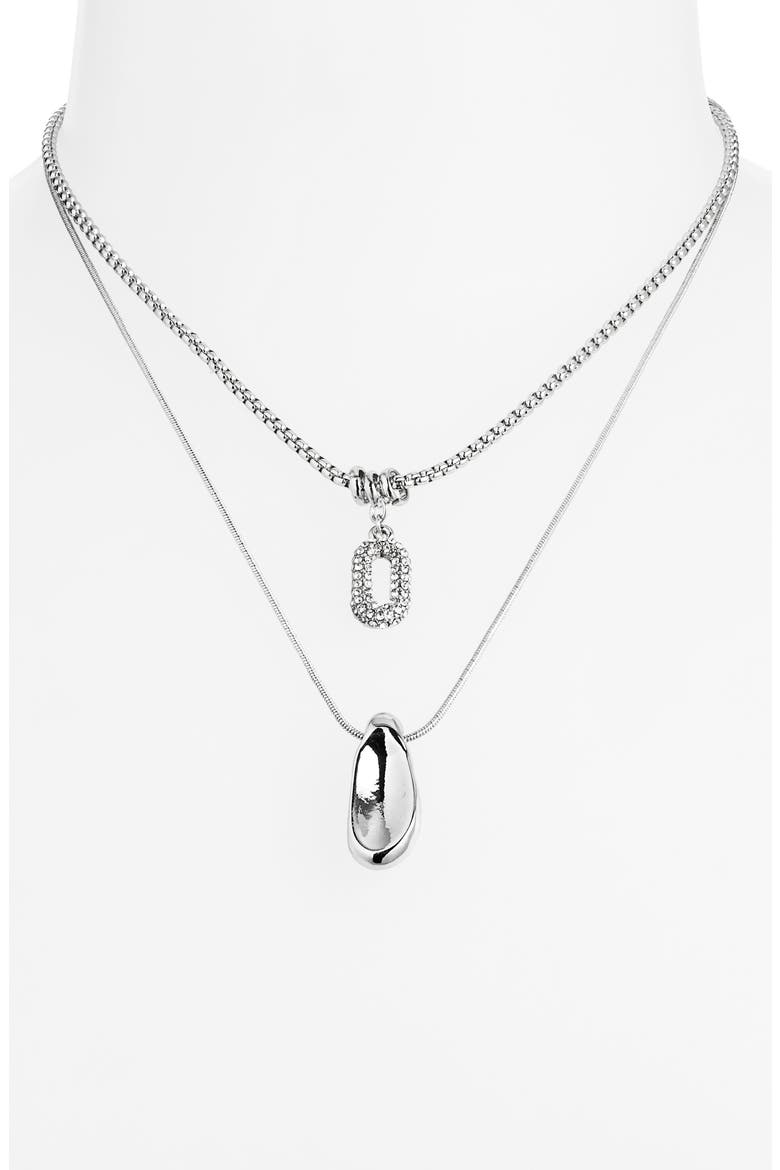 Double Line Charm Necklace, Alternate, color, SILVER