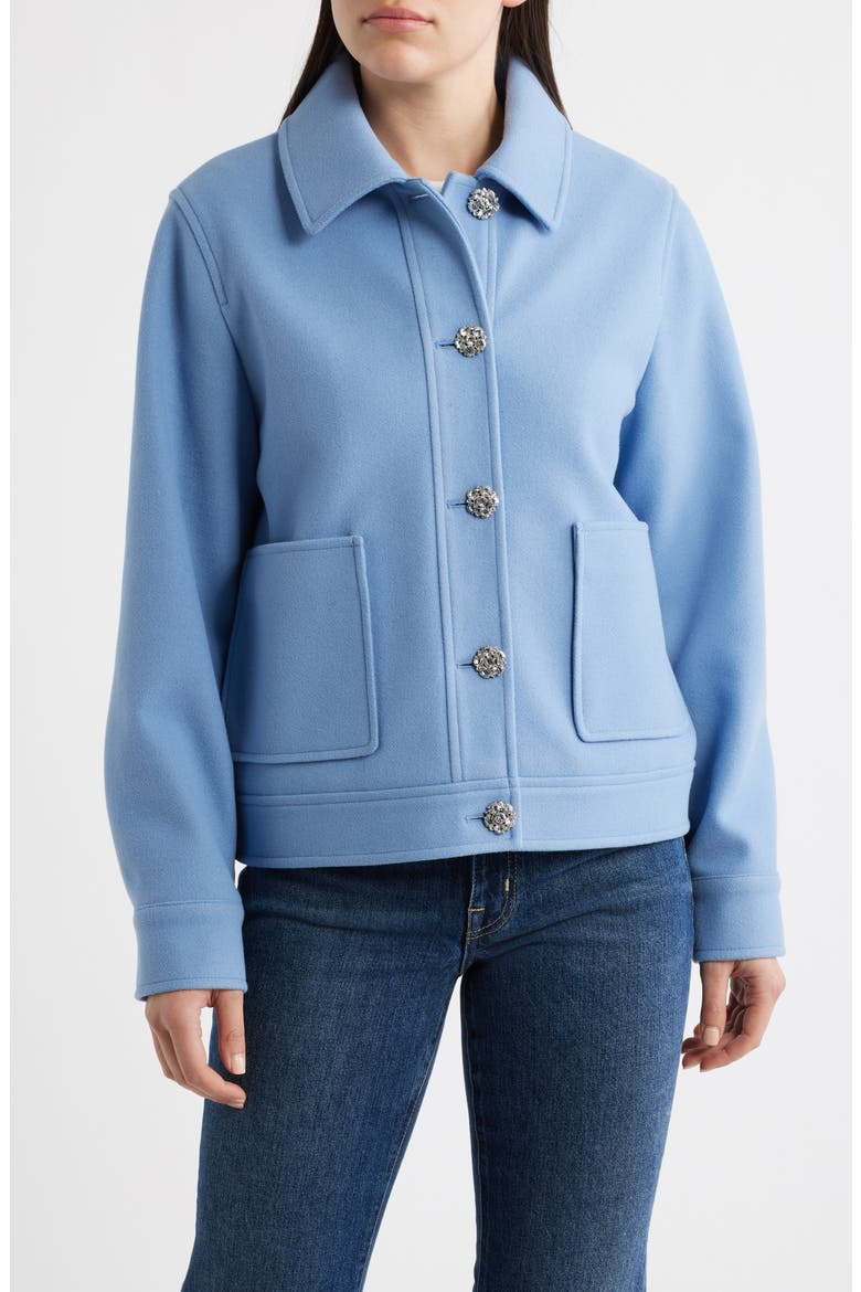 Jewel Button Flannel Jacket, Alternate, color, MINERAL